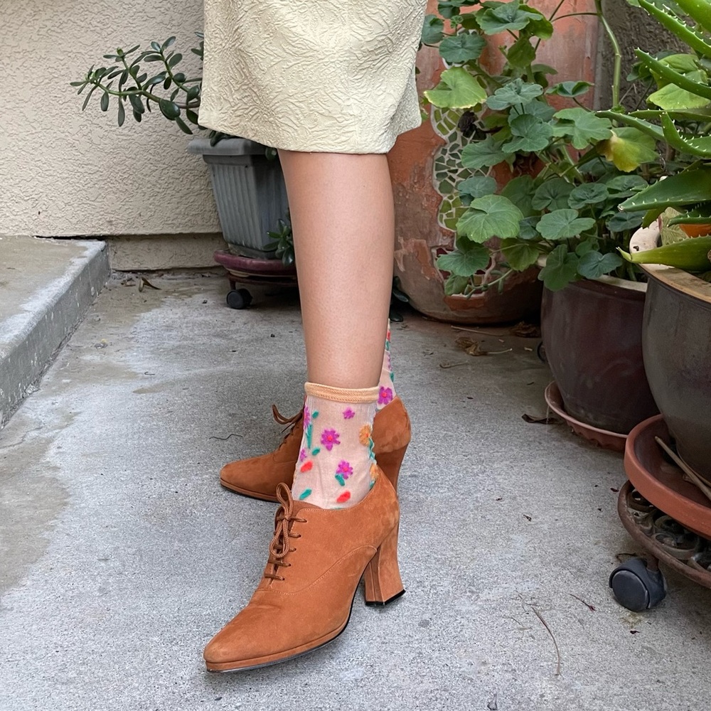 Rusty orange vintage Unlisted suede leather booties